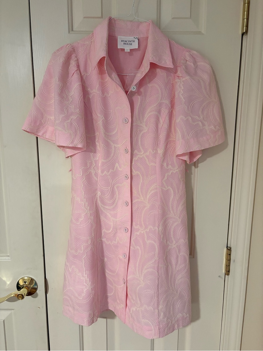Light Pink Embroidered Gingko Leaf Peppa Mini Dress - Tuckernuck